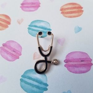 *NEW Enamel Stethoscope Pin || Black & Gold